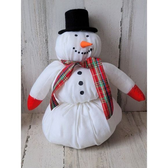Plush snowman top hat scarf home decor xmas figure - Picture 1 of 10